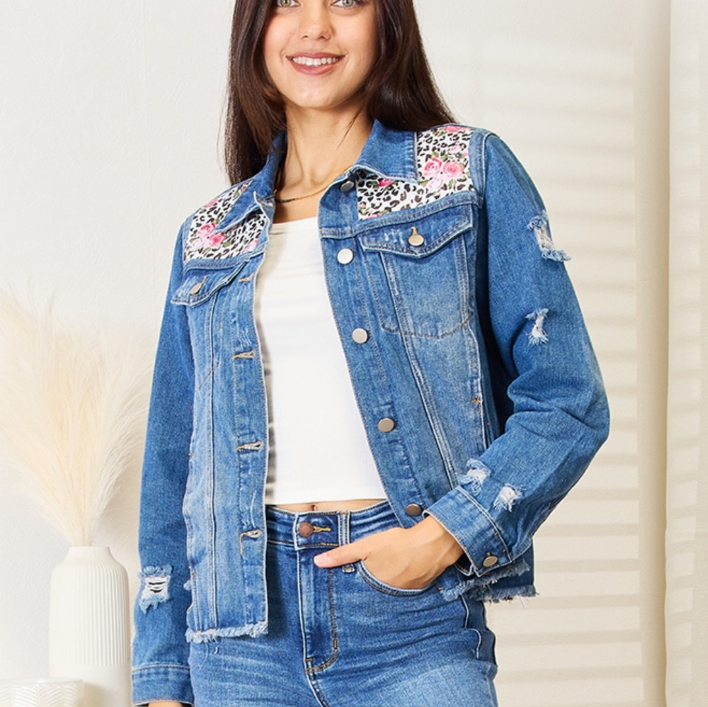 Leopard Rose Distressed Jacket - Picture 7 of 10